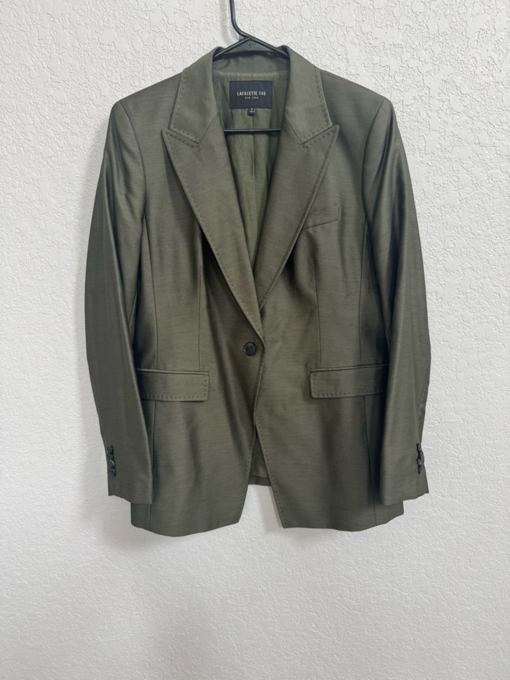 Lafayette 148 New York Olive Green Single Button Blazer 12